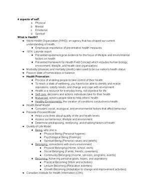 Unit 1 Health and Wellness - Unit 1: Health and Wellness Objectives ...