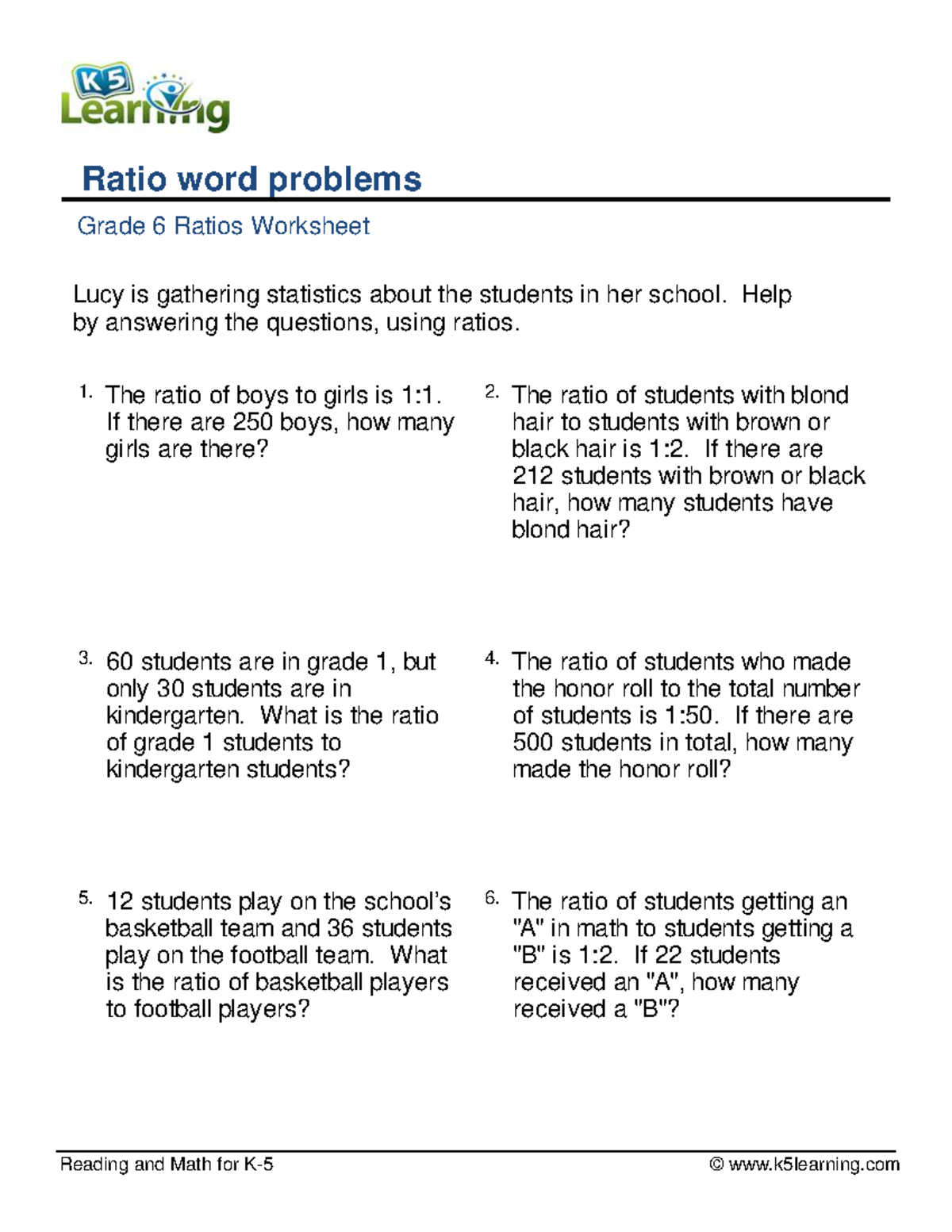 grade 6 math word problems with solutions and explanations