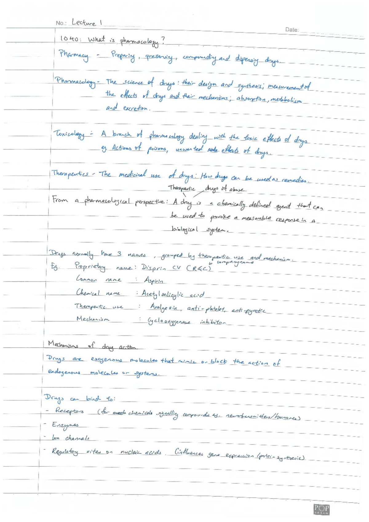 Fundamentals of Pharmacology - Lecture notes - 4BBY1040 notes ...