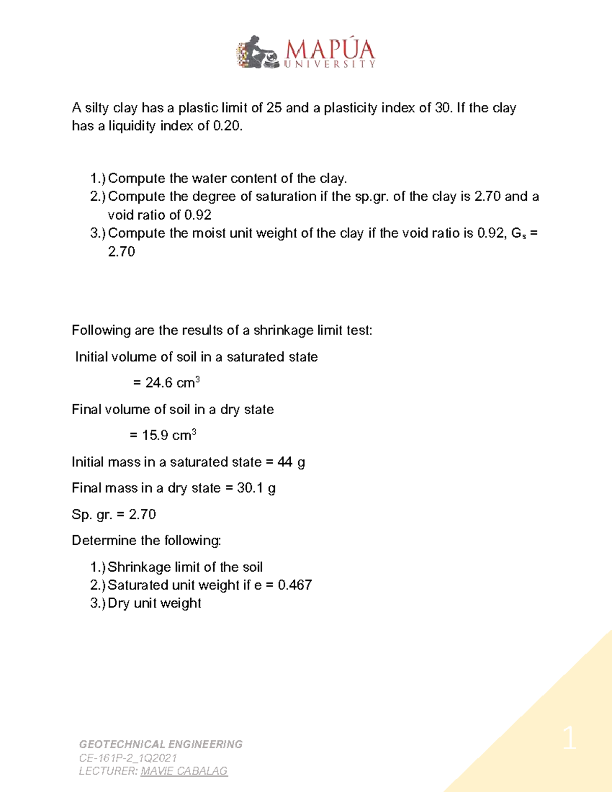 Plate 2 (Atterberg Limits) - GEOTECHNICAL ENGINEERING CE-161P-2_1Q 1 A ...