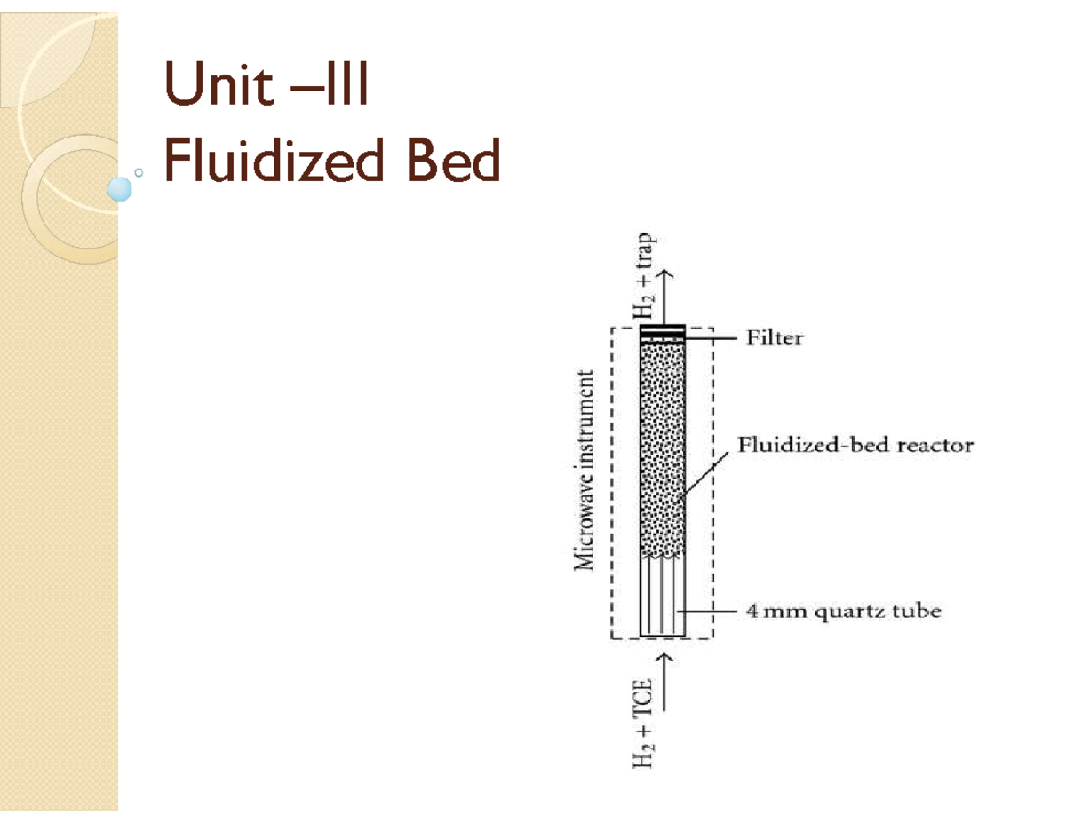 Fluidized bed fluid mechanics notes Unit III Fluidized Bed Function of fluidized bed H
