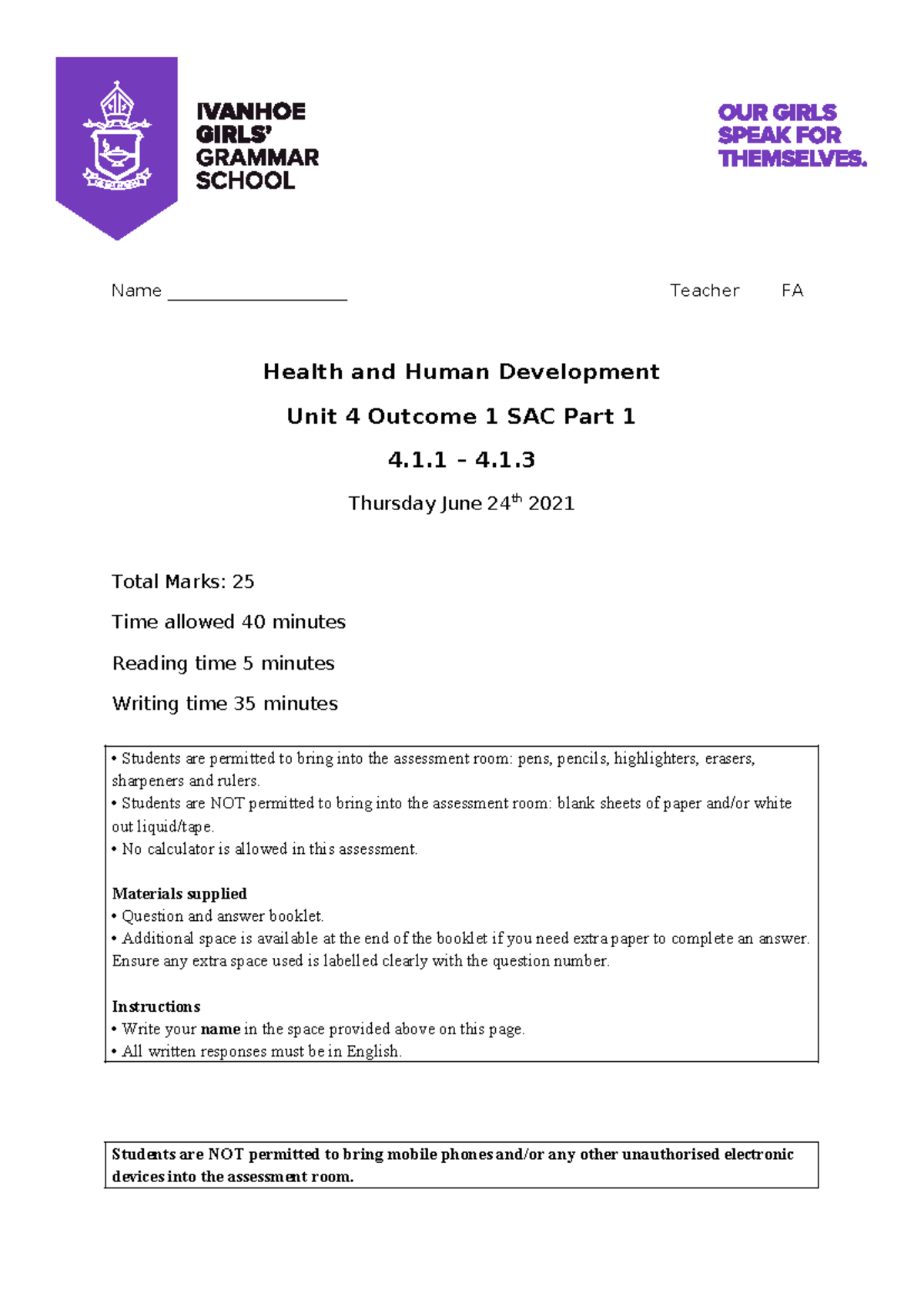 IGGS - SAC 4 2021- unit 4 aos 1 - sustainability - Name ...