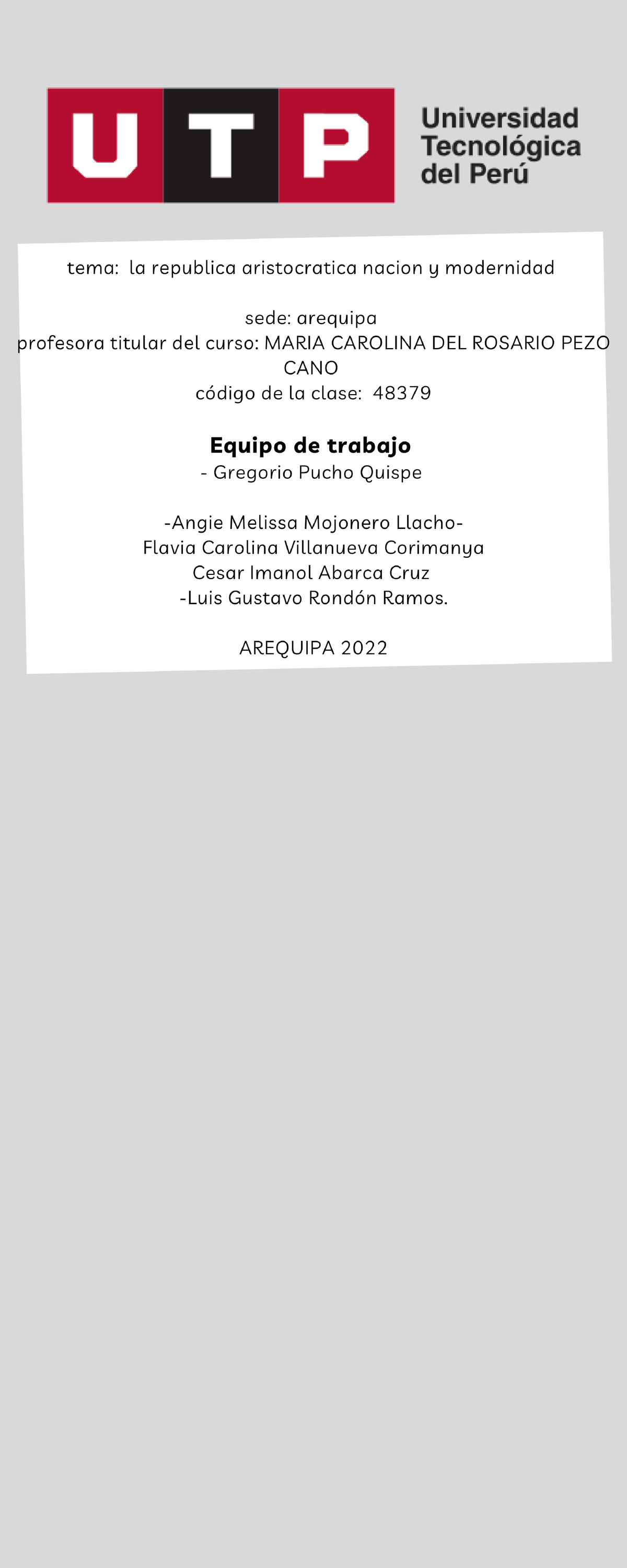 Republica Aristocratica NA Problemas y desafíos en el Perú actual