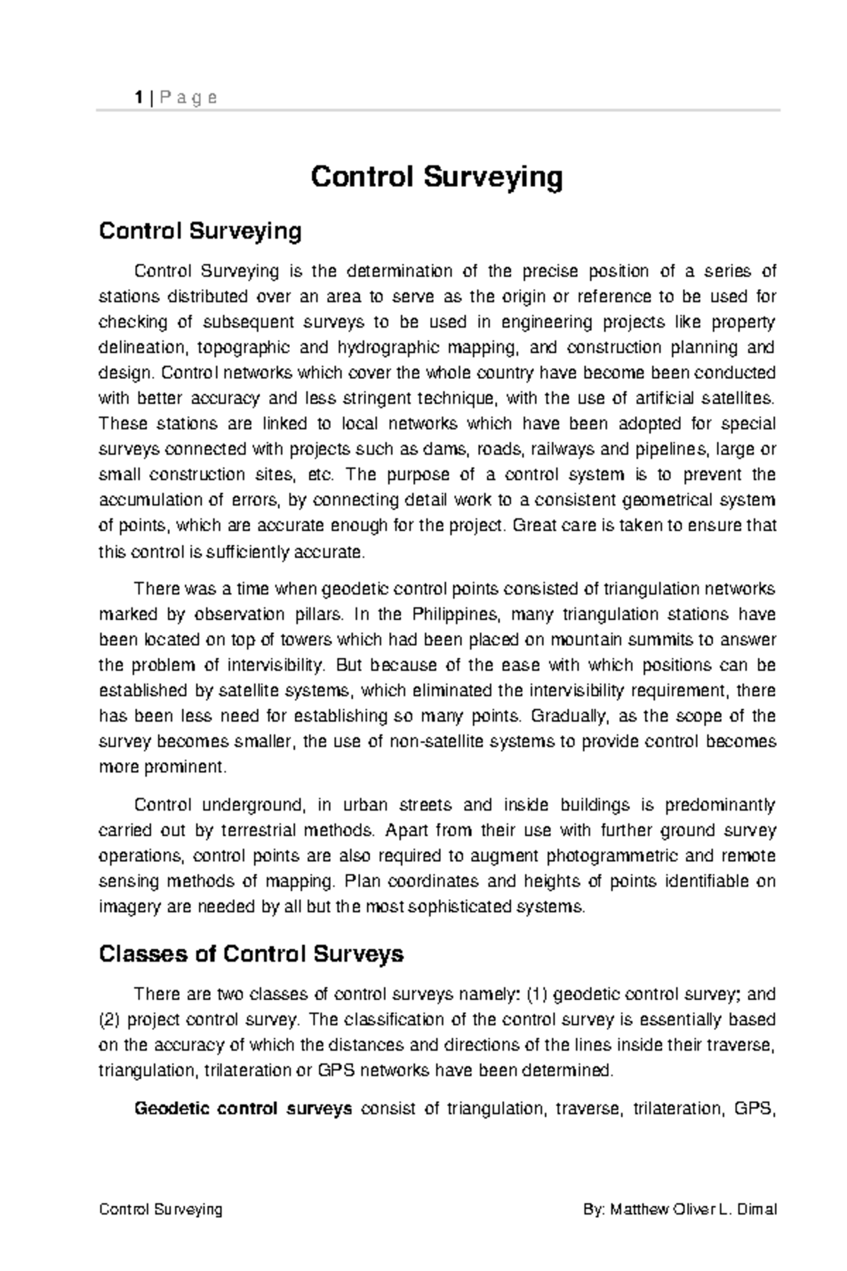 Introduction to Control Surveying - Control Surveying Control Surveying ...