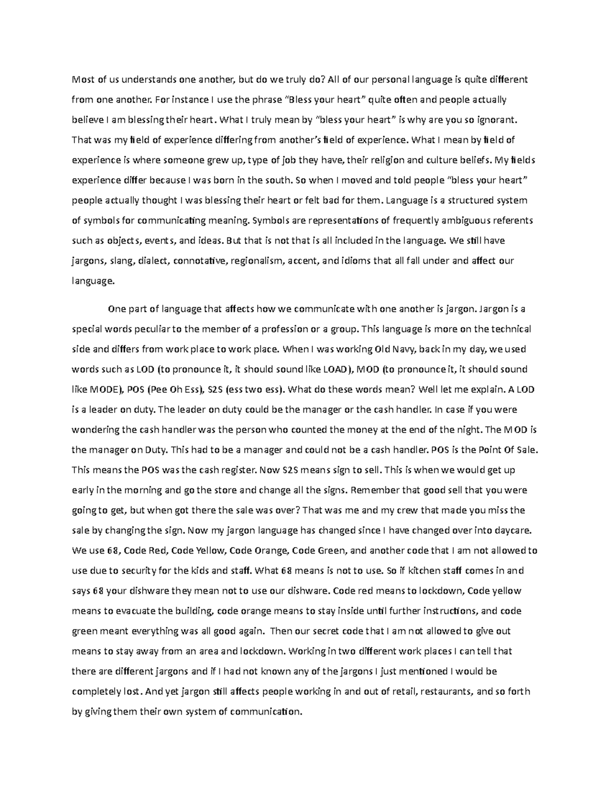 linguistic communication essay