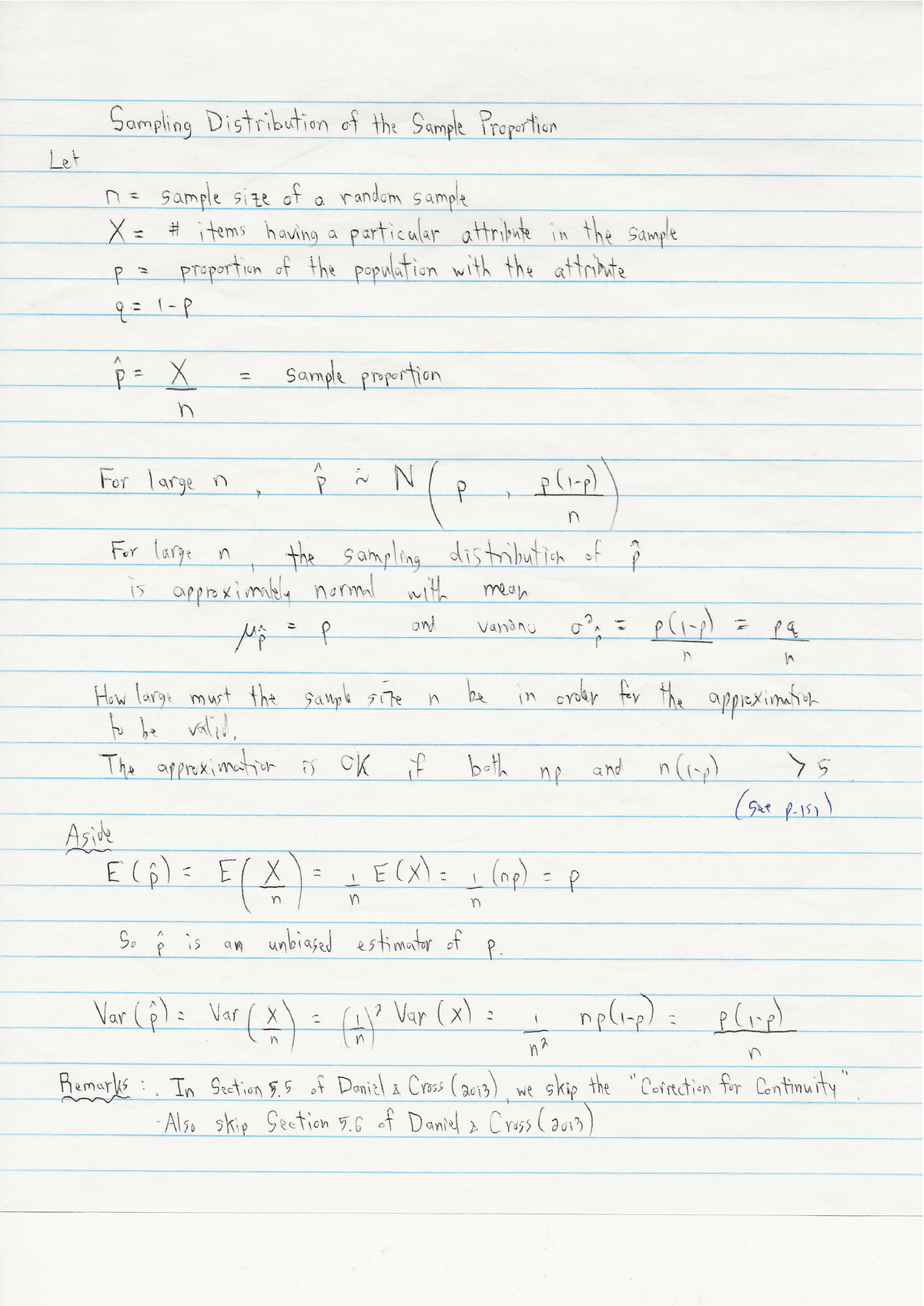 Sampling Distribution Of The Sample Proportion - Stat-1301 - Studocu