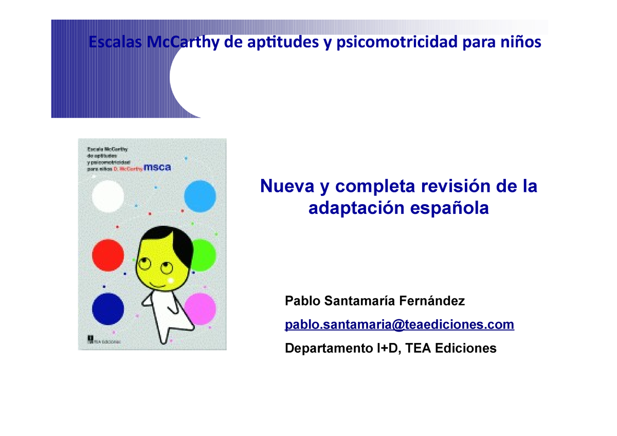 Escala Mccarthy De Inteligencia Y Psicomotricidad Para Niños