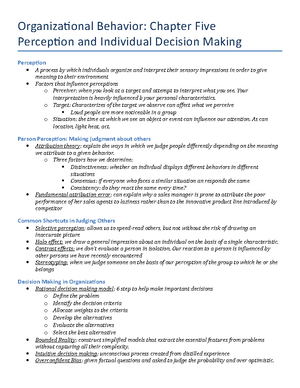Organizational Behavior outline 1 - Organizational Behavior: Chapter 1 ...