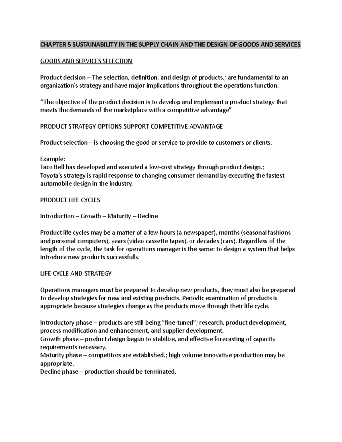Chapter 5 Sustainability IN THE Supply Chain AND THE Design OF Goods ...