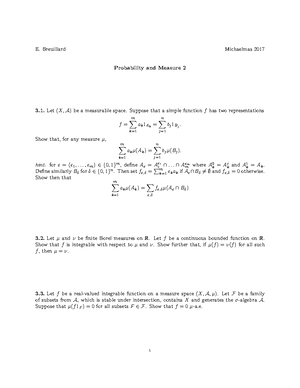 Probability and Measure 2017-2018 Example Sheet 2