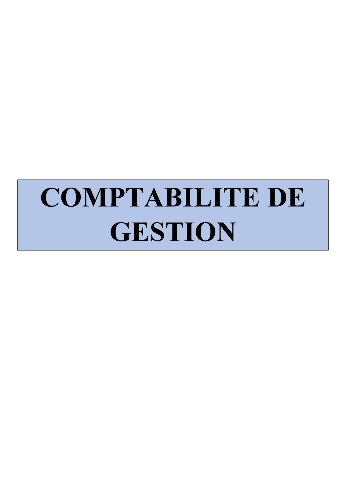 Comptabilité De Gestion - COMPTABILITE DE GESTION Programme Du Cours ...