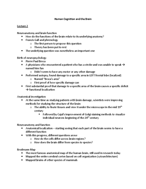 PSYC 311 - Human Cognition and the Brain - PSYC 311 – Midterm review ...