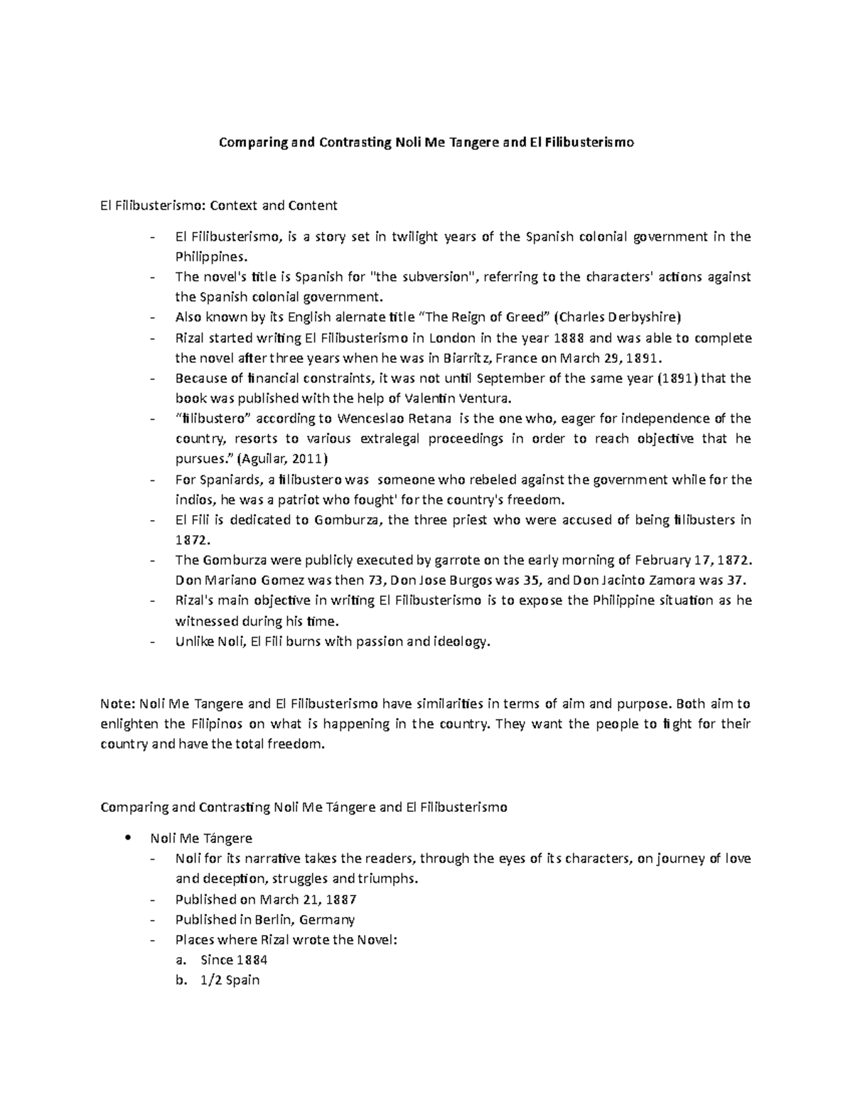 Comparing And Contrasting Noli Me Tangere And El Filibusterismo The Novels Title Is Spanish 1913