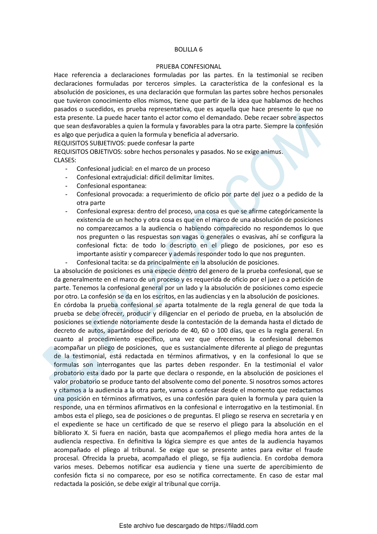 Bolilla 6 - BOLILLA 6 PRUEBA CONFESIONAL Hace Referencia A ...