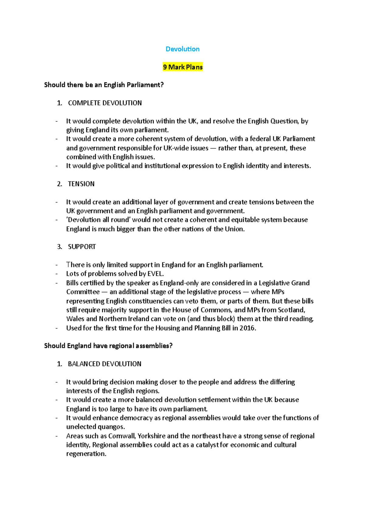 devolution essay a level politics