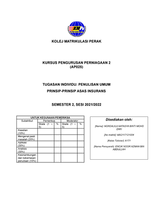 assignment account matrikulasi