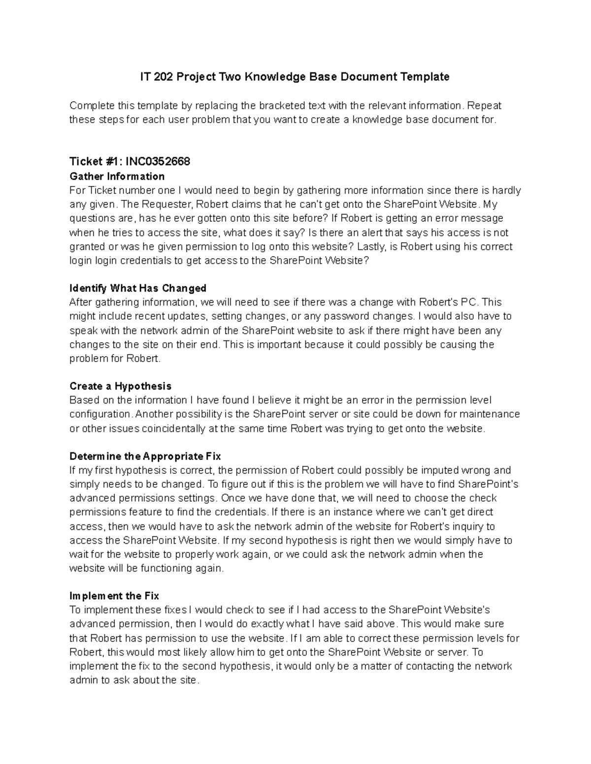 IT 202 Project Two #2 - IT 202 Project Two Knowledge Base Document ...