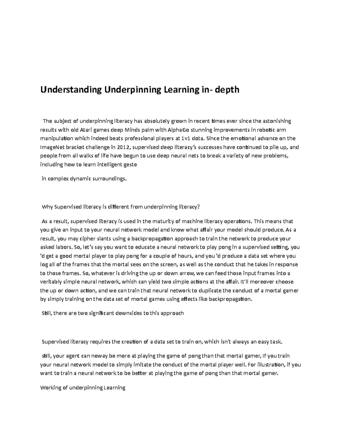 Understanding Underpinning Learning in- depth - Since the emotional ...