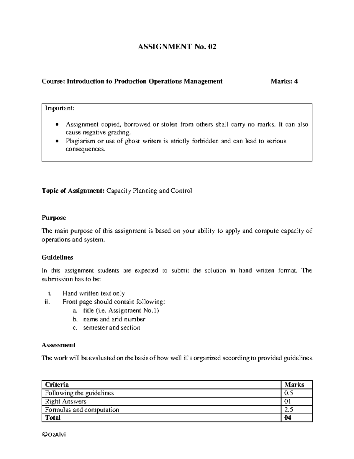 Assignment 02 with guideline - Important: Assignment copied, borrowed ...