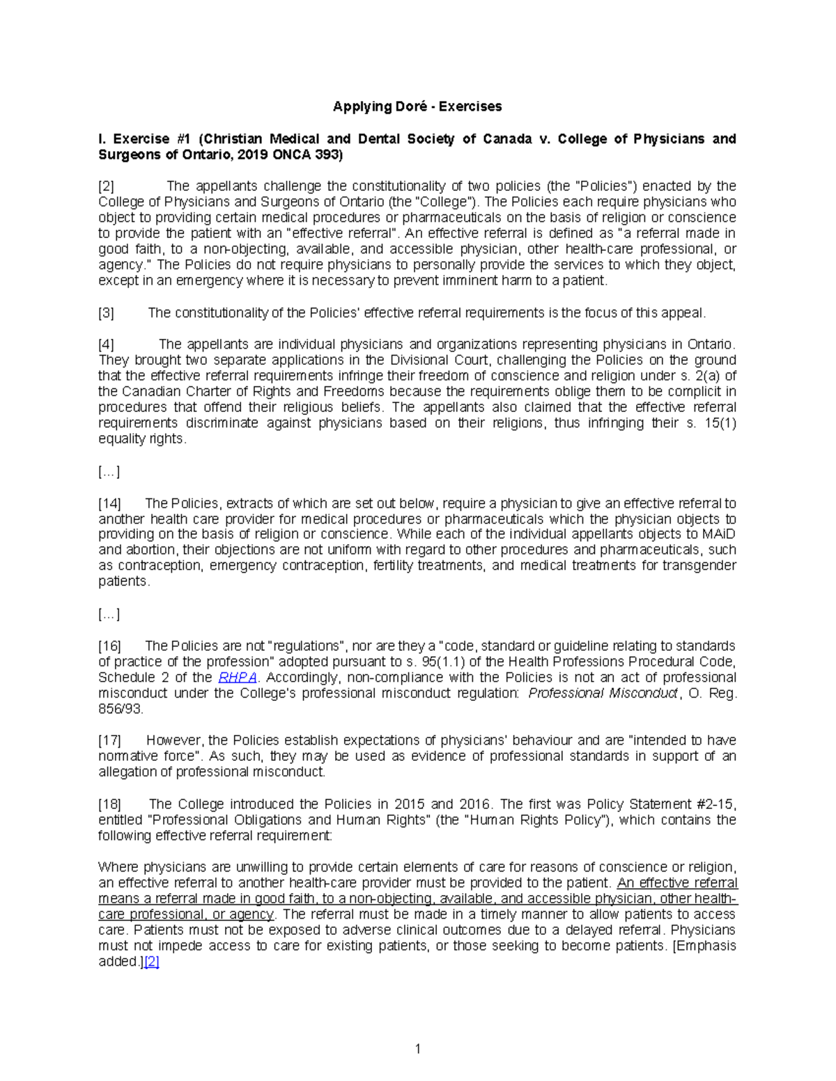 Applying Doré - Exercises - Applying Doré - Exercises I. Exercise #1 ...