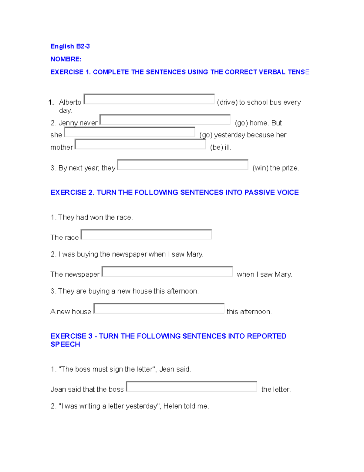 English B2Diagnostical test English B2 NOMBRE EXERCISE 1. COMPLETE