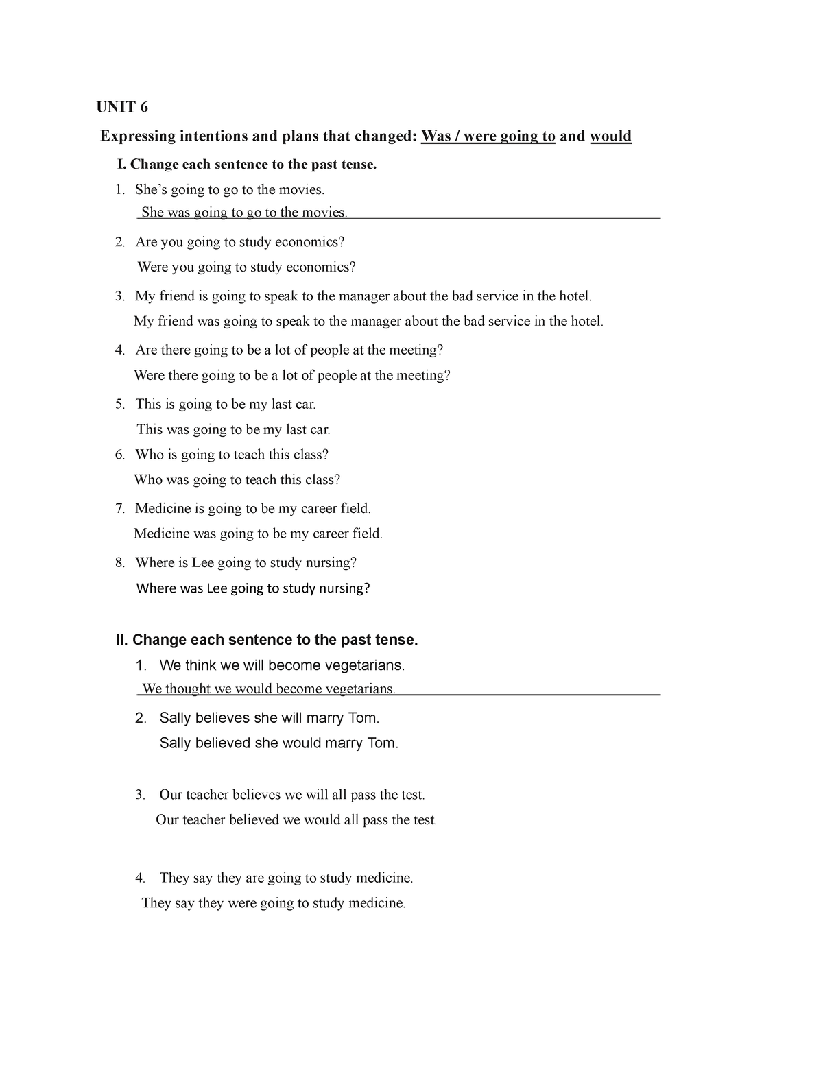 Unit+6-+Homework - Práctica de la unidad 6 - UNIT 6 Expressing ...