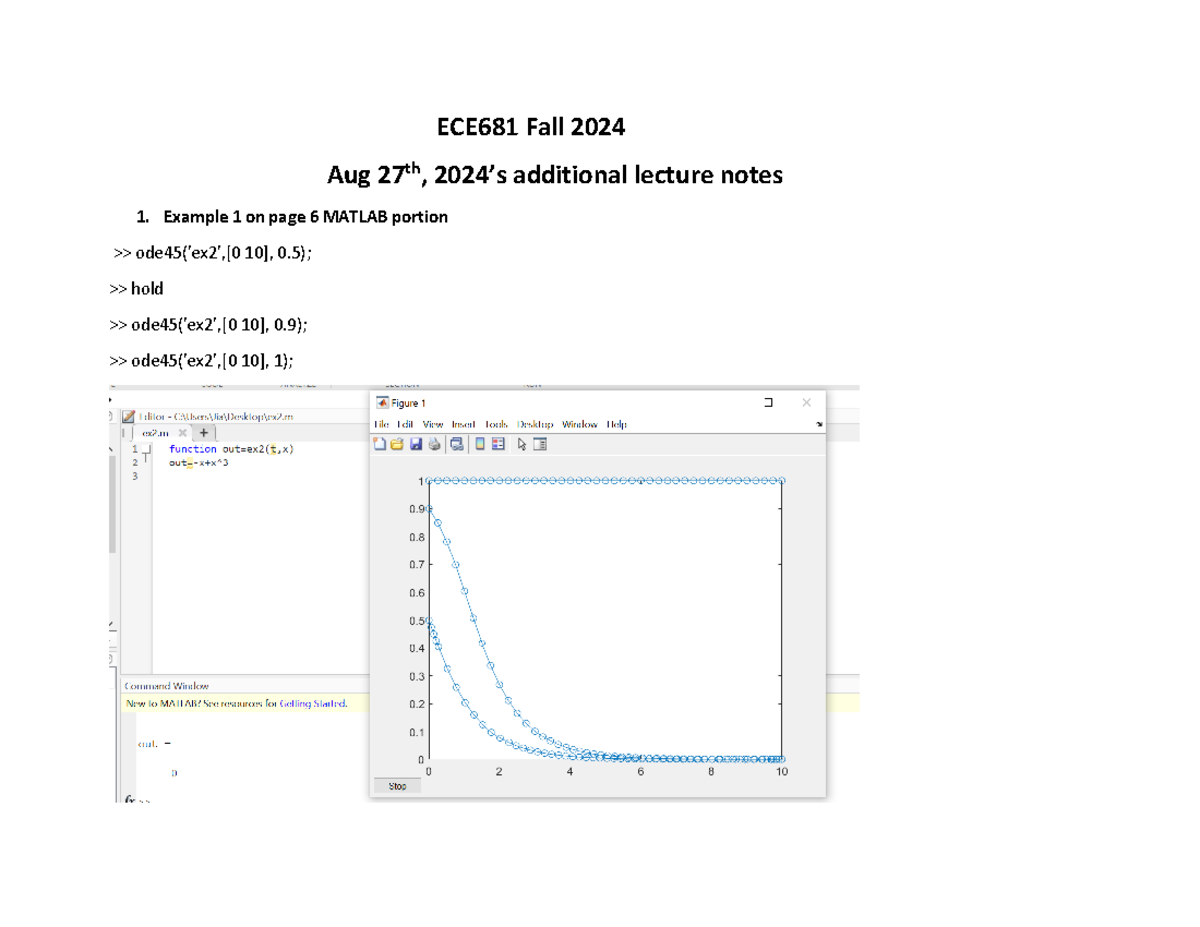 Matlab lecture note - ECE 681 - ECE681 Fall 2024 Aug 27 th , 2024’s ...