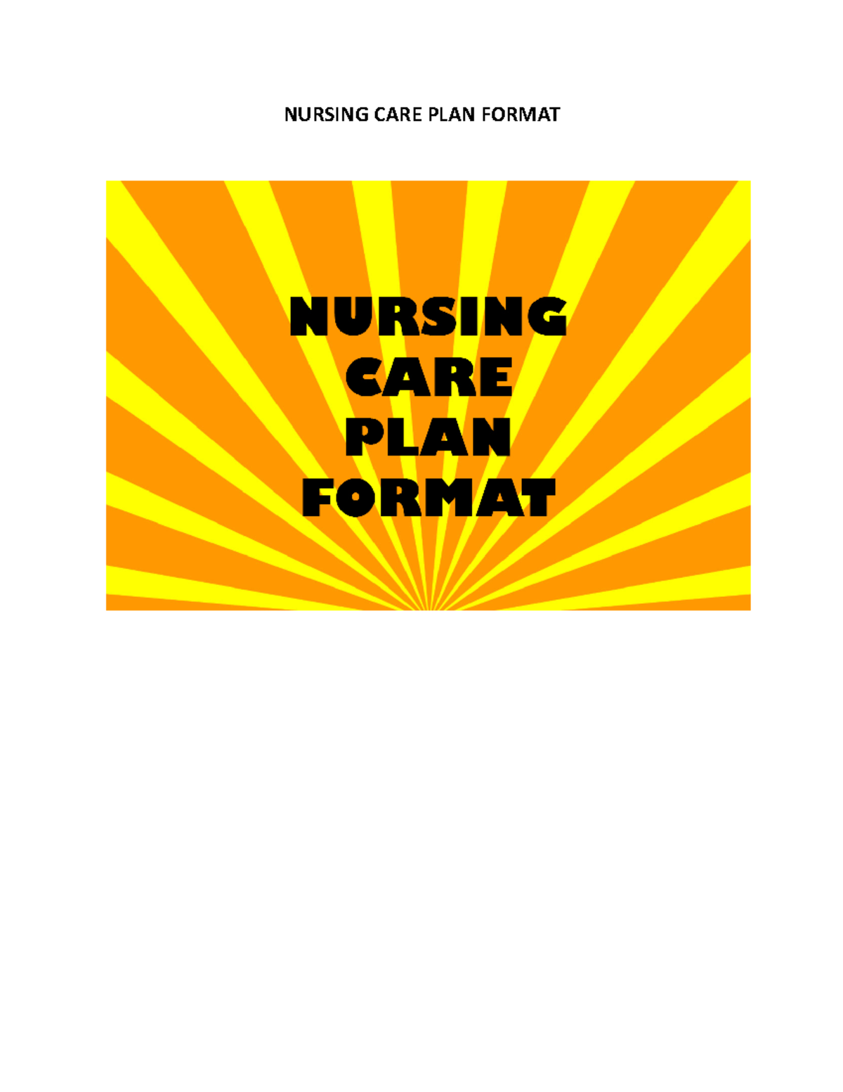 Current Nursing Care Plan Format