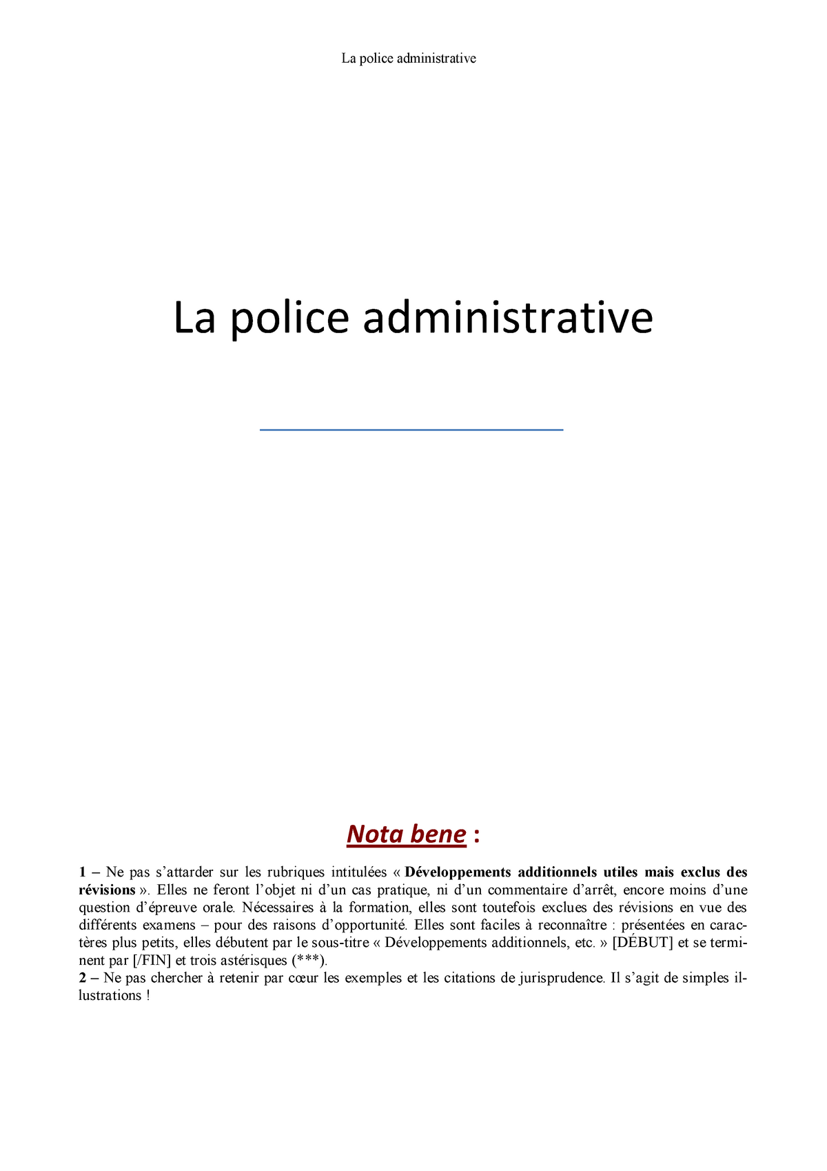 dissertation juridique sur la police administrative