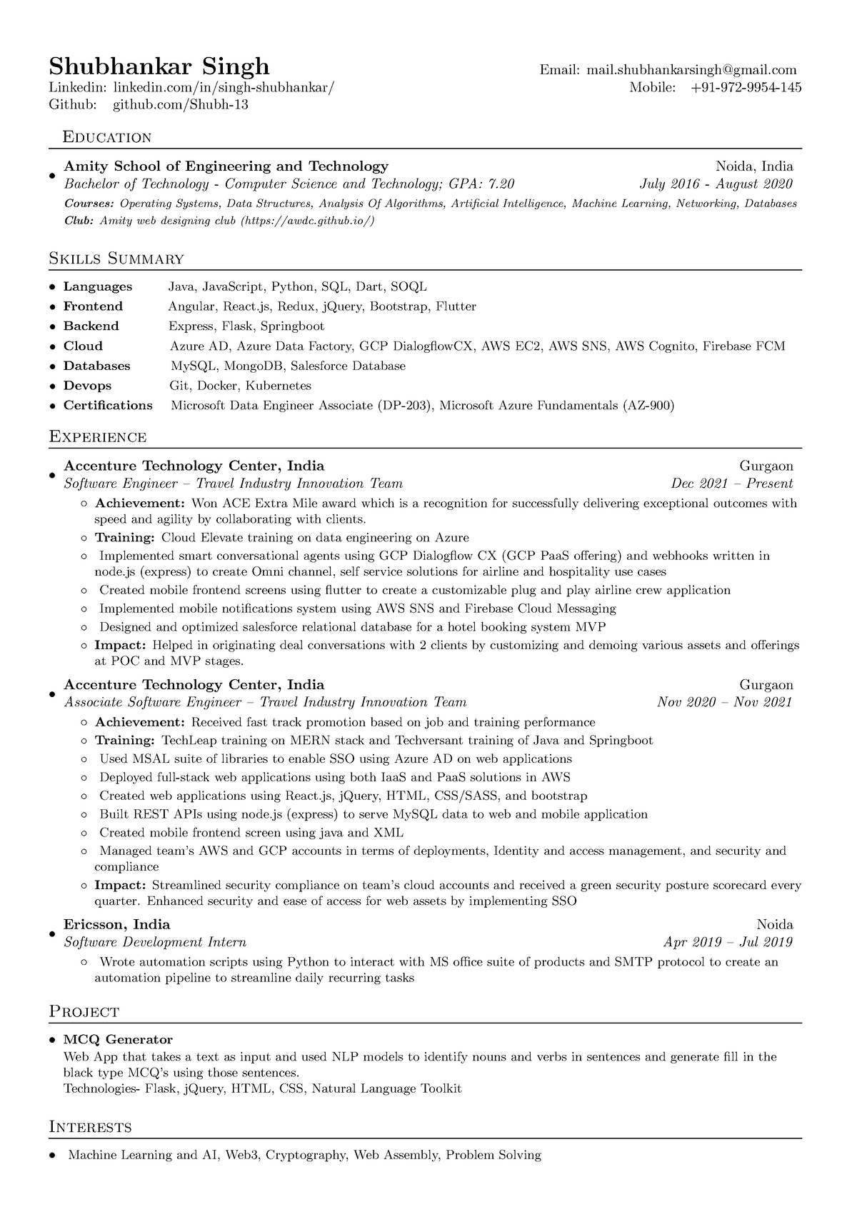 Shubhankar Singh Resume - Shubhankar Singh - Shubhankar Singh Email ...