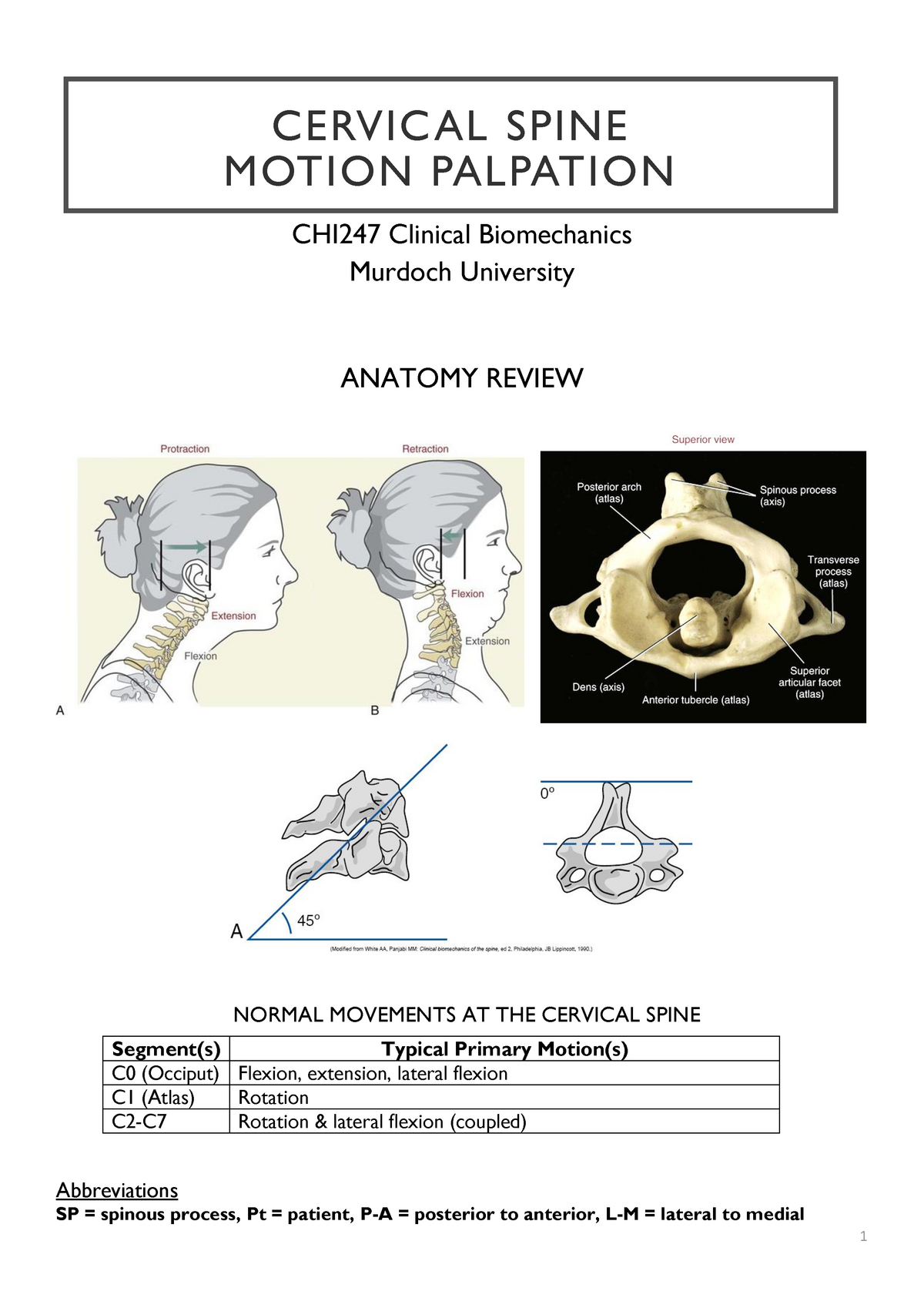 Week 4 Cervical spine seated - CHI247 Clinical Biomechanics Murdoch ...