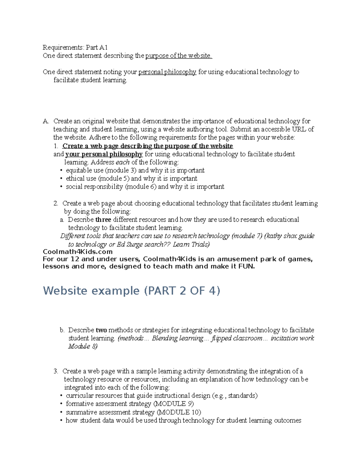 Task 1 Notes - Requirements: Part A One direct statement describing the ...