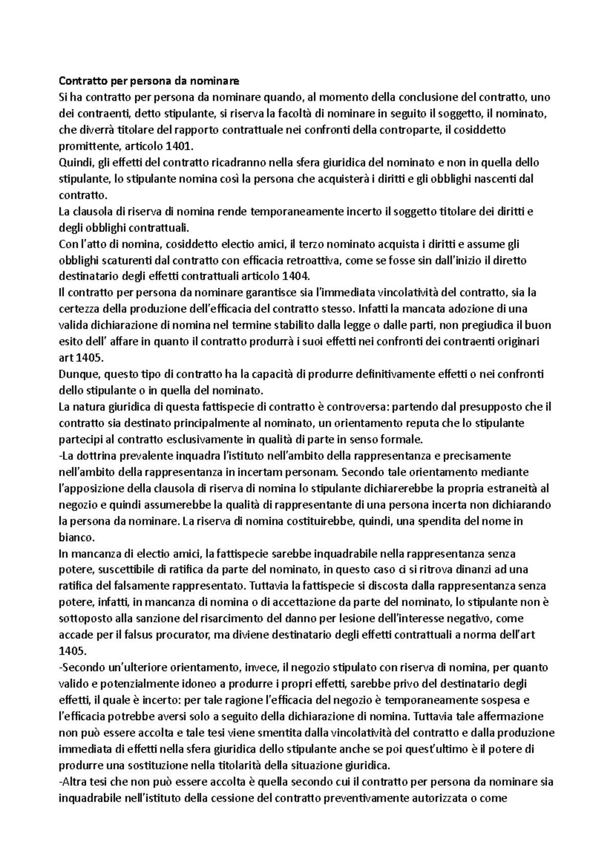 Contratto per persona da nominare. Perlingieri Contratto per persona da nominare Si ha Contratto per persona da nominare. Perlingieri Contratto per persona da nominare Si ha