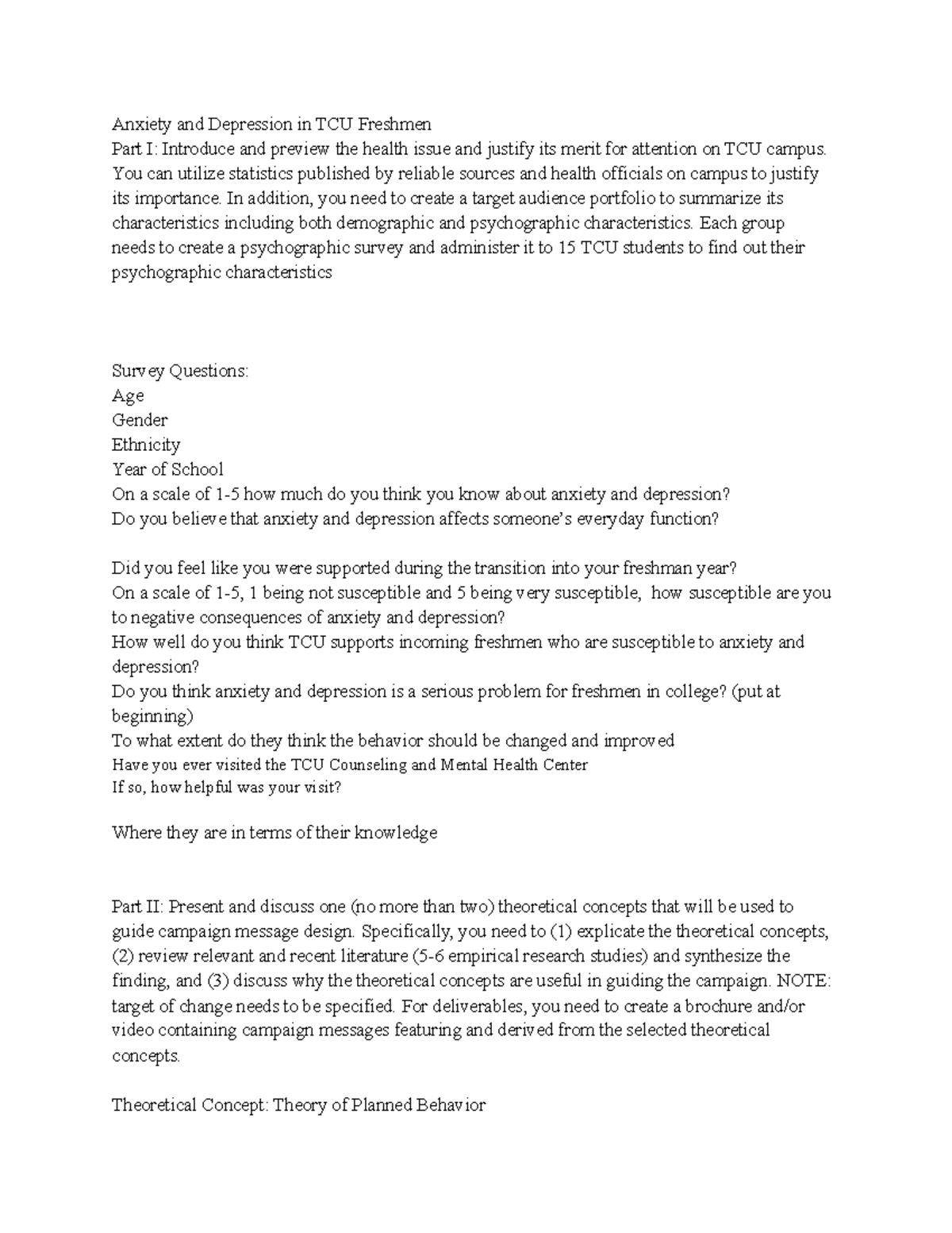 Foundations in Health Communication Semester Project - Anxiety and ...