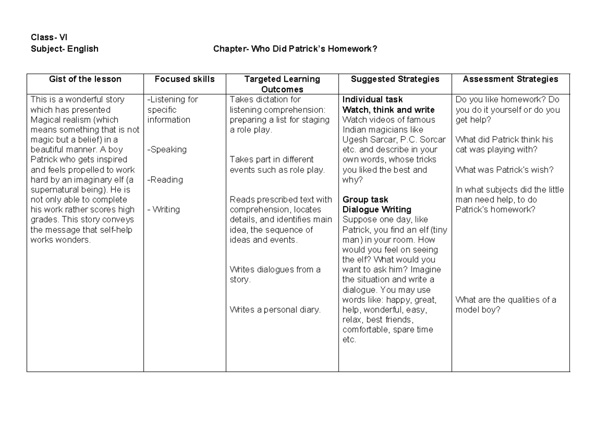 Class VI - ice cream man lesson plan for teacher diary - Subject ...