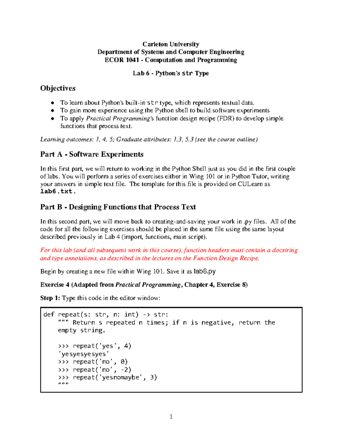 Lab6 - KKKKK - 1 Carleton University Department of Systems and Computer ...