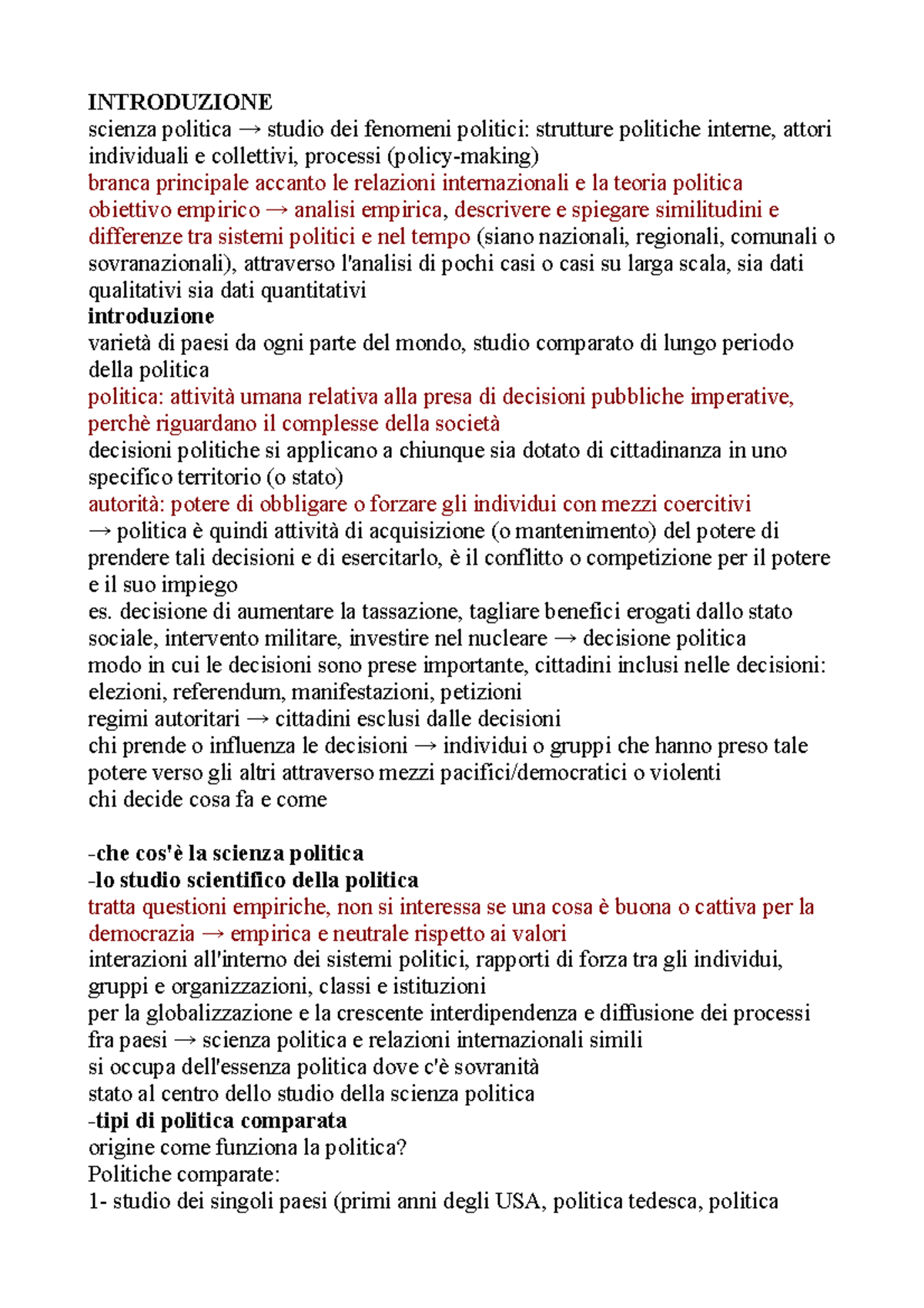 Scienza Politica - INTRODUZIONE Scienza Politica → Studio Dei Fenomeni ...