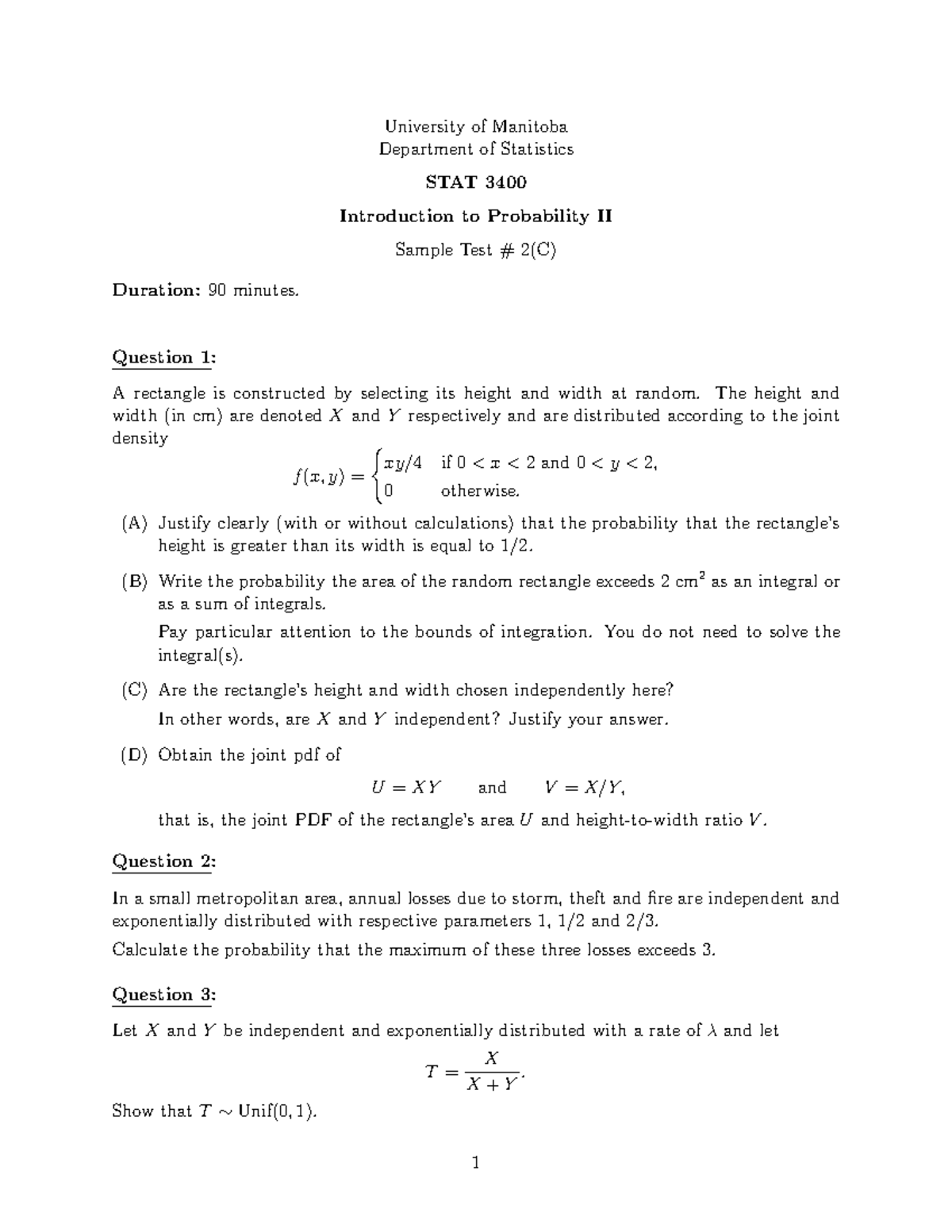 Test 2017, questions - University of Manitoba Department of Statistics ...