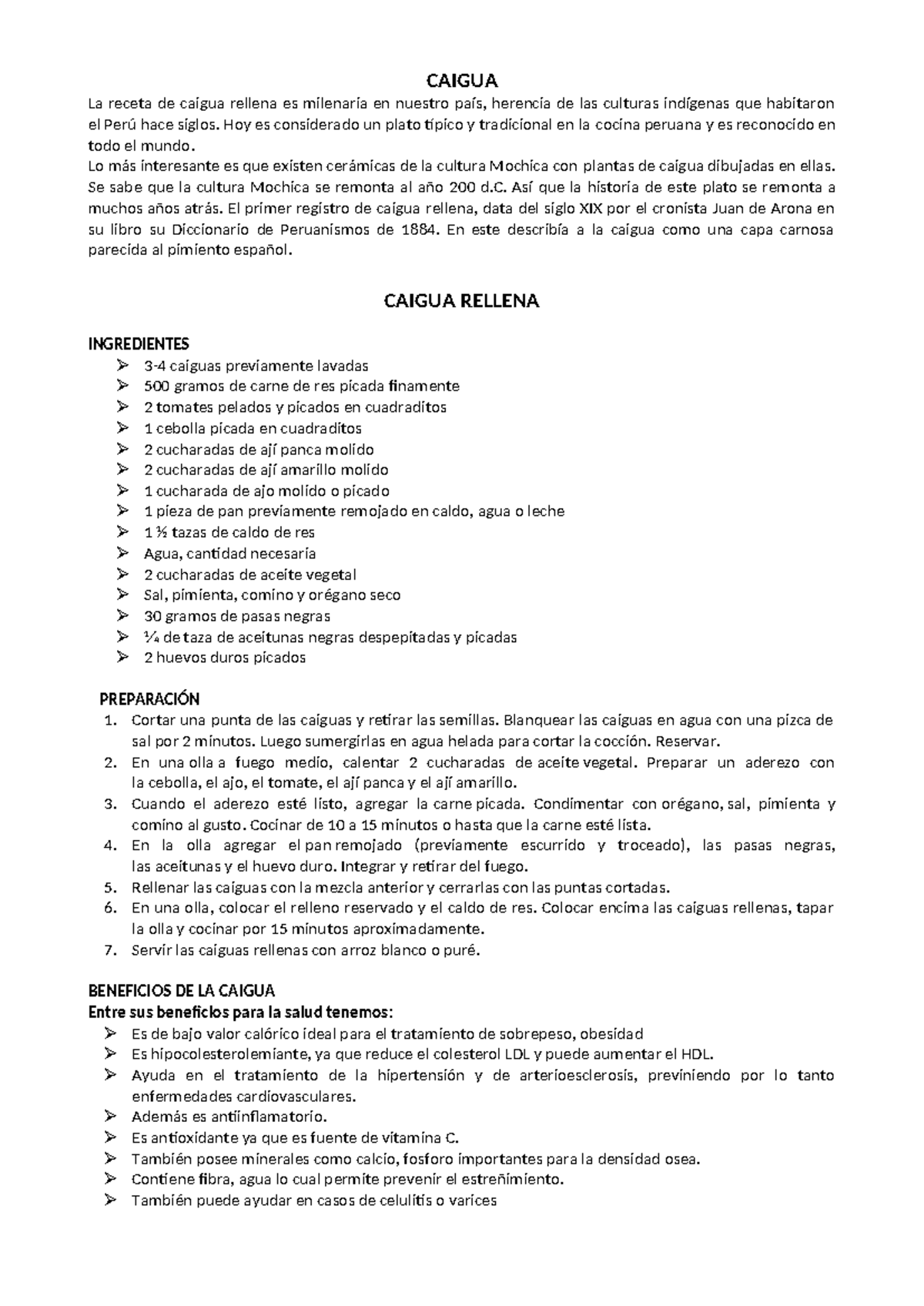 Caigua Rellena - GRATO - CAIGUA La receta de caigua rellena es ...