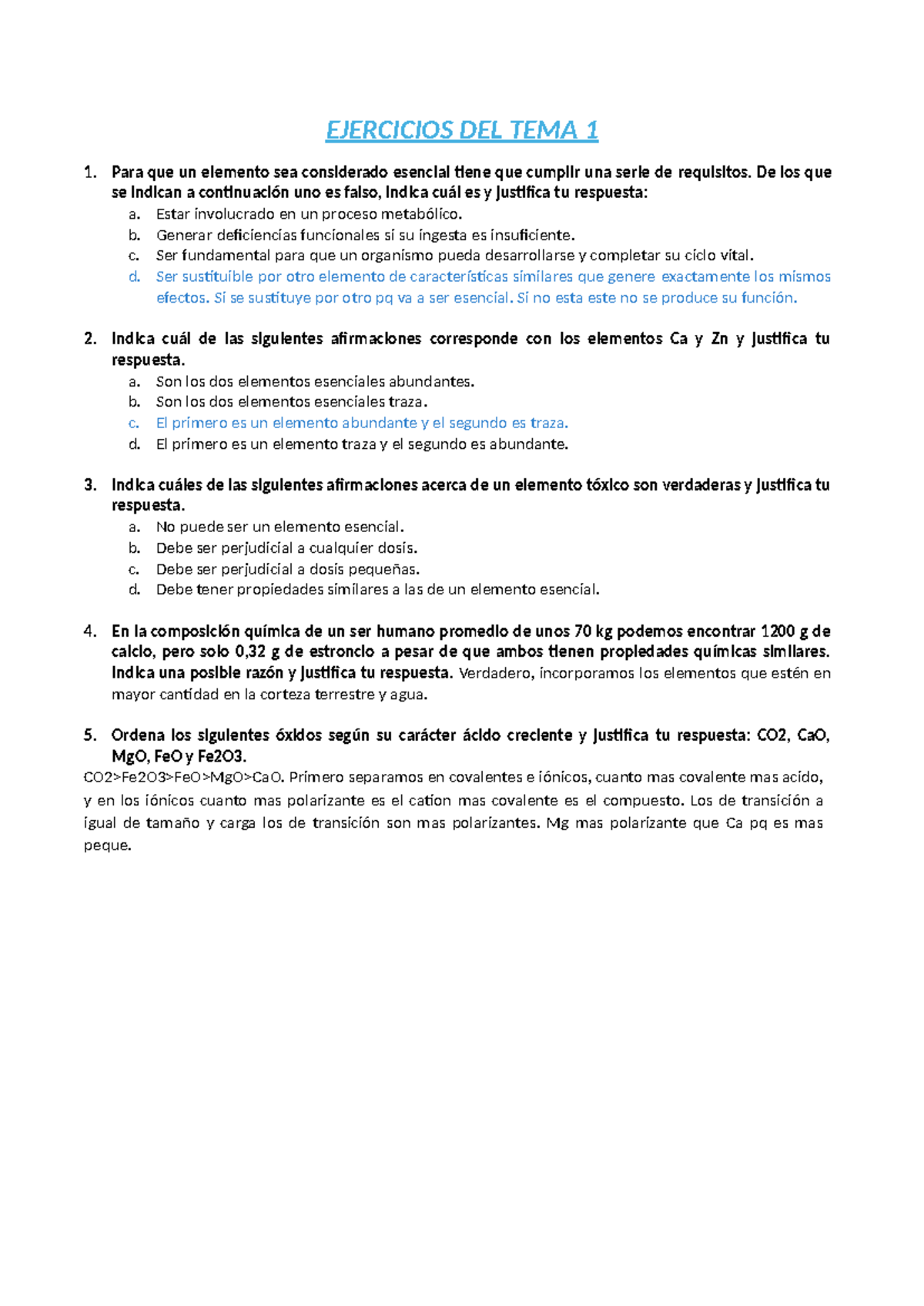Ejercicios DEL TEMA 1 - EJERCICIOS DEL TEMA 1 1. Para que un elemento ...