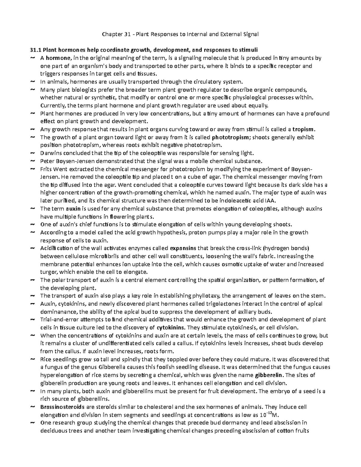 Chapter 31 - Plant Responses to Internal and External Signal - In ...