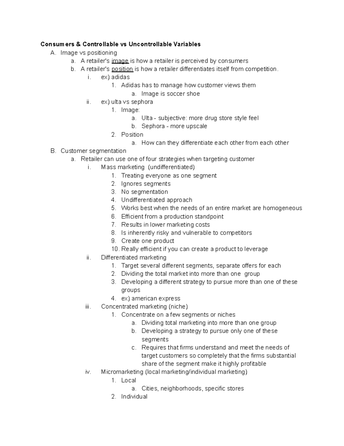 MAR3231 - Lecture notes from retail management online lecture videos ...