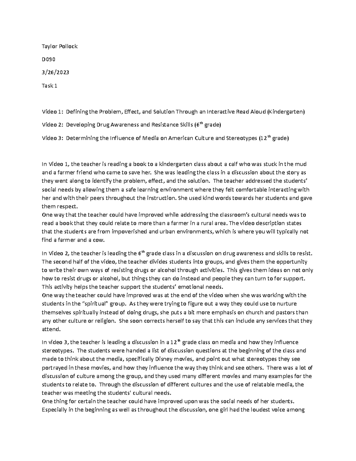 Wgu School As A Community Of Care Task 1 - 1skoe54