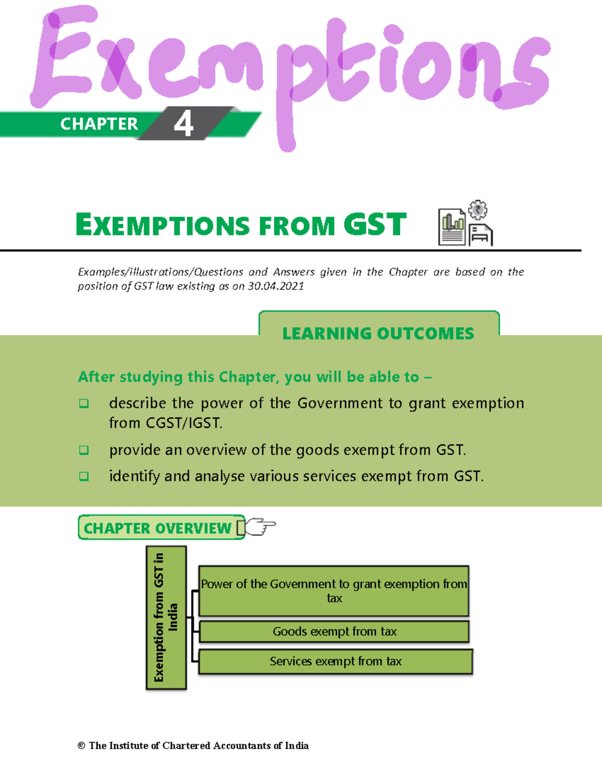 Exemptions GST - LEARNING OUTCOMES E XEMPTIONS FROM GST Examples ...