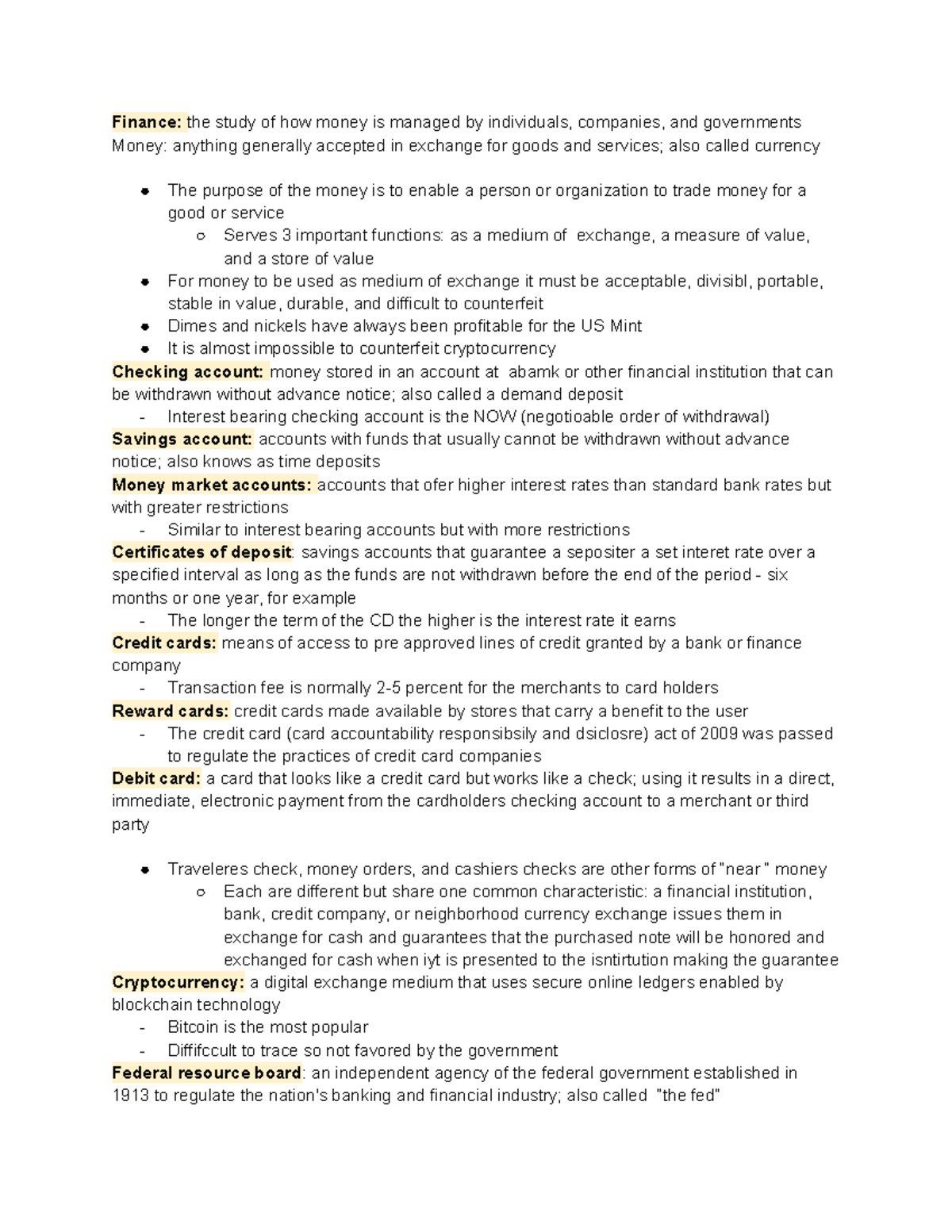 Chapter 15 money and the financial statement - Finance: the study of ...