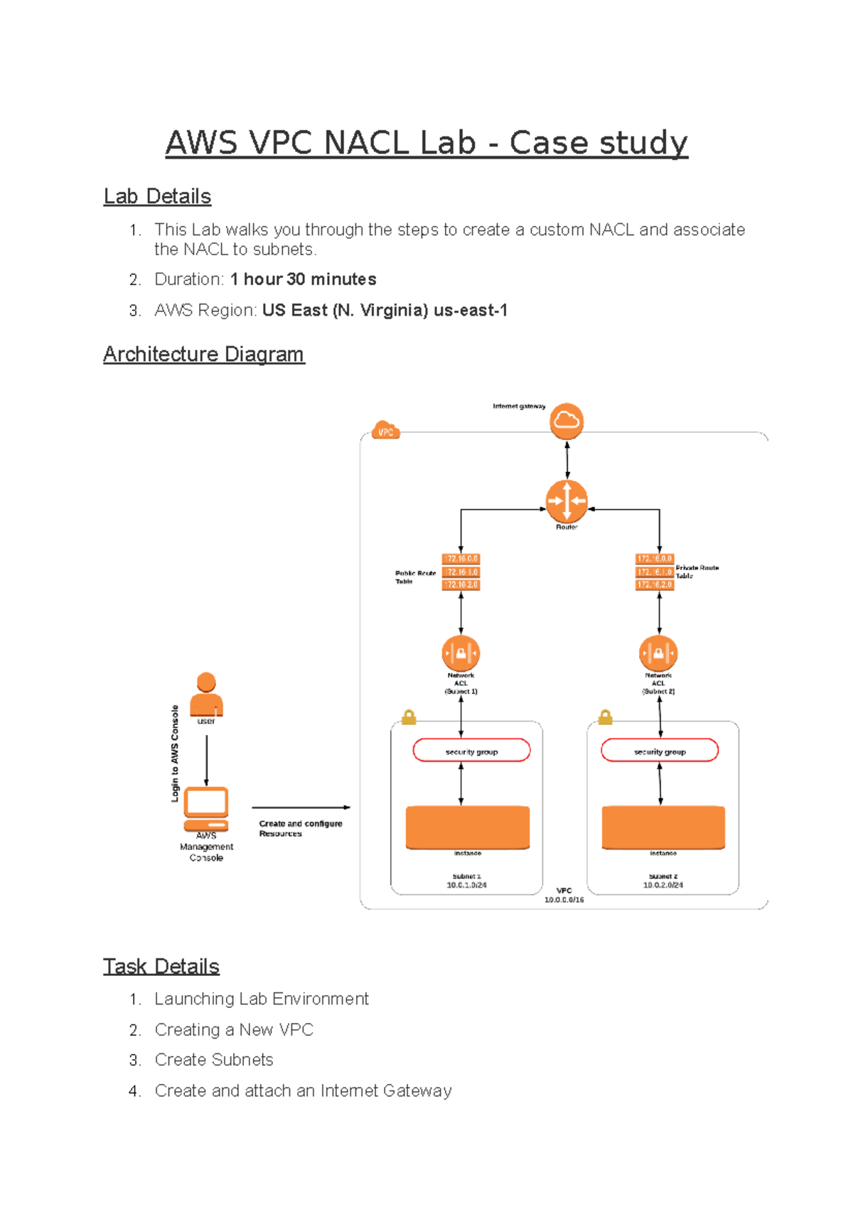 AWS VPC NACL Lab - Case study - This Lab walks you through the steps to ...