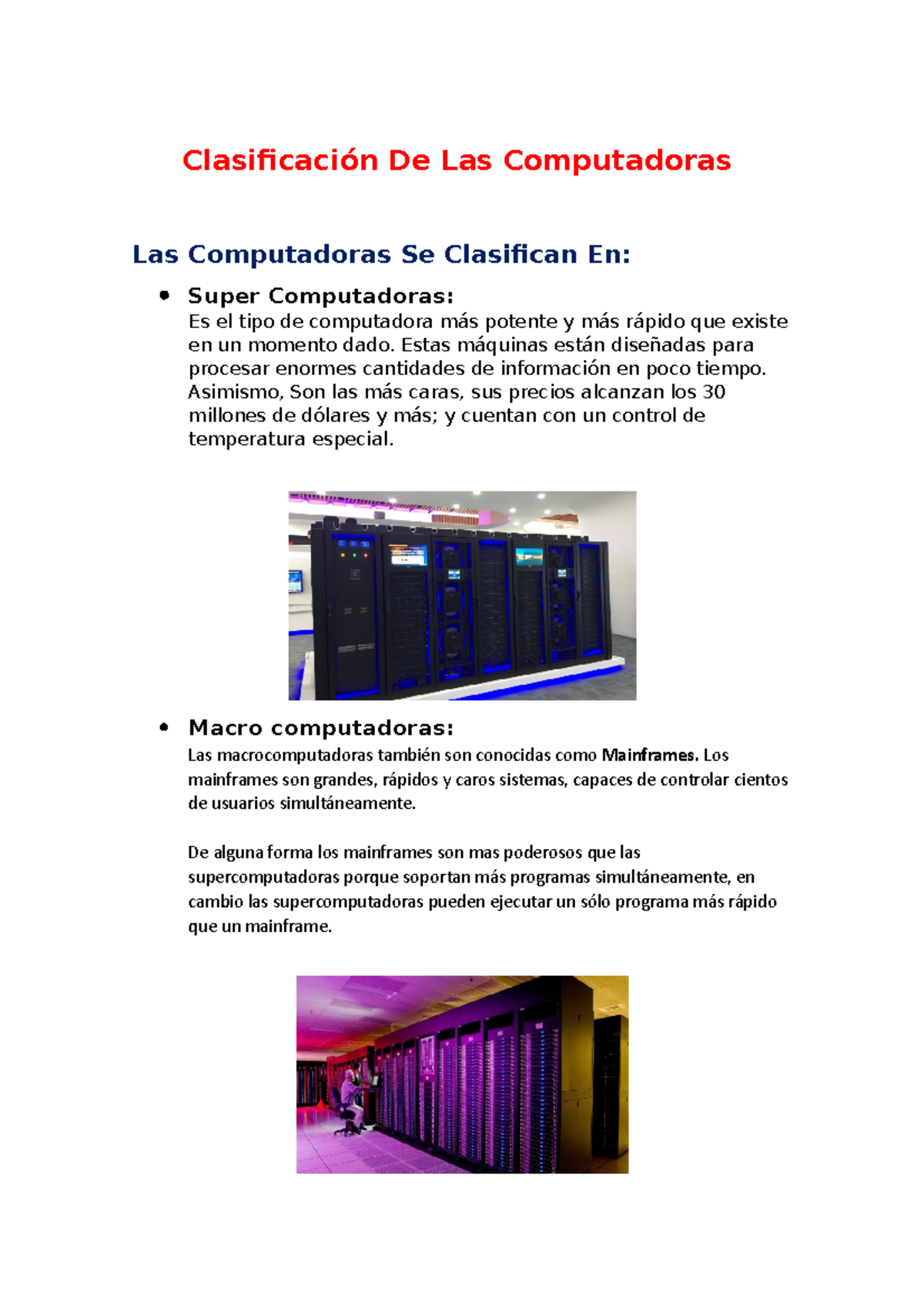 Clasificación De Las Computadoras - Clasificación De Las Computadoras ...