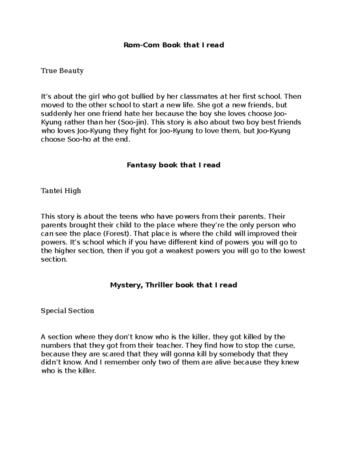 Romantic Comedy Books Rom Com Book That I Read True Beauty It s About 