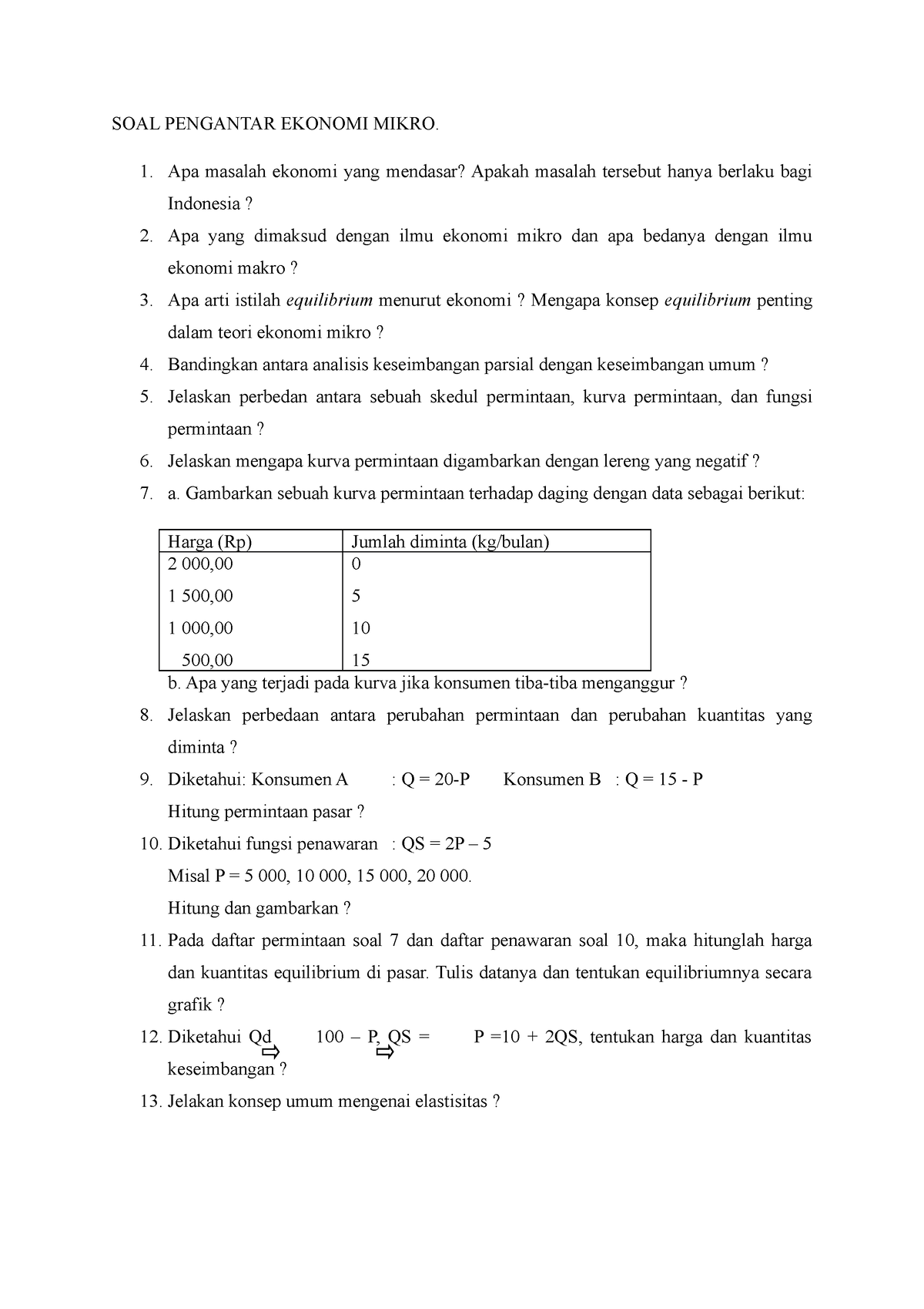 contoh soal essay ekonomi mikro dan jawabannya