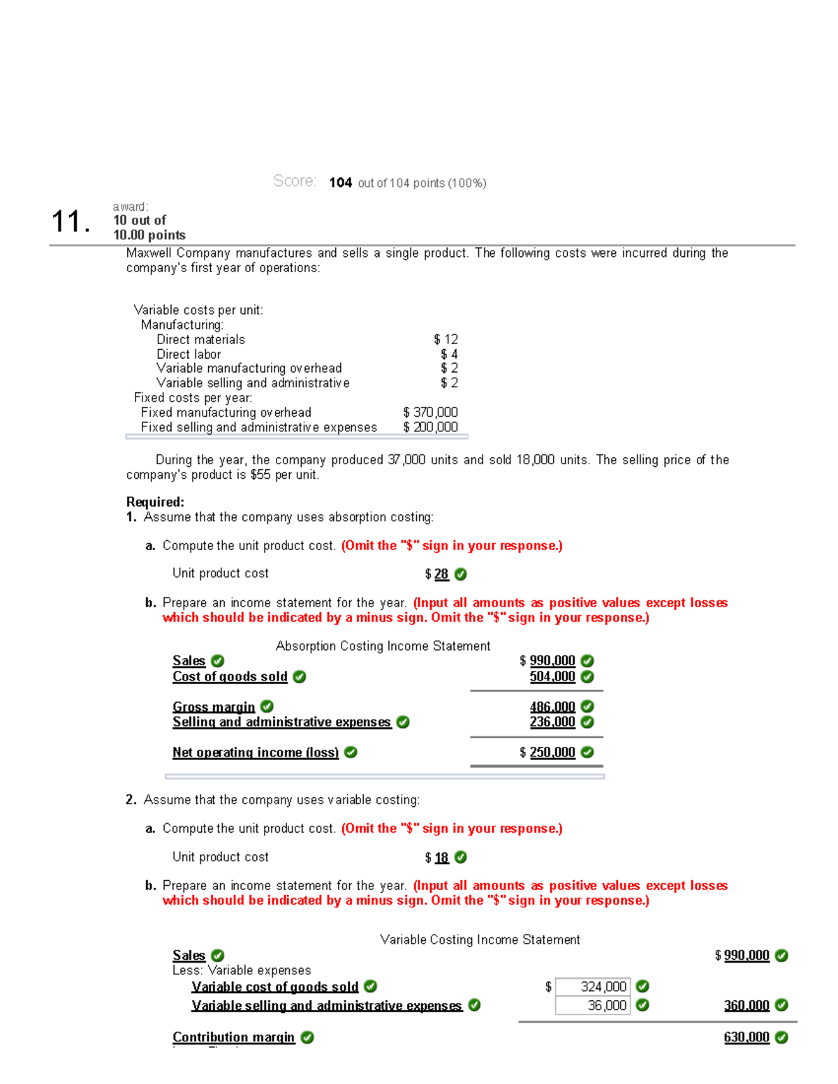 Score 104outof 104points 100 - Score: 104 out of 104 points (100%) 11 ...